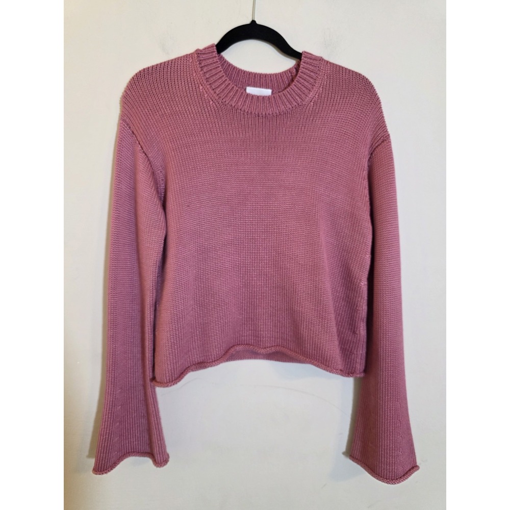 Little Moon Size Medium Pink Viscose Blend Pullover Long Flared Sleeve Sweater‎
